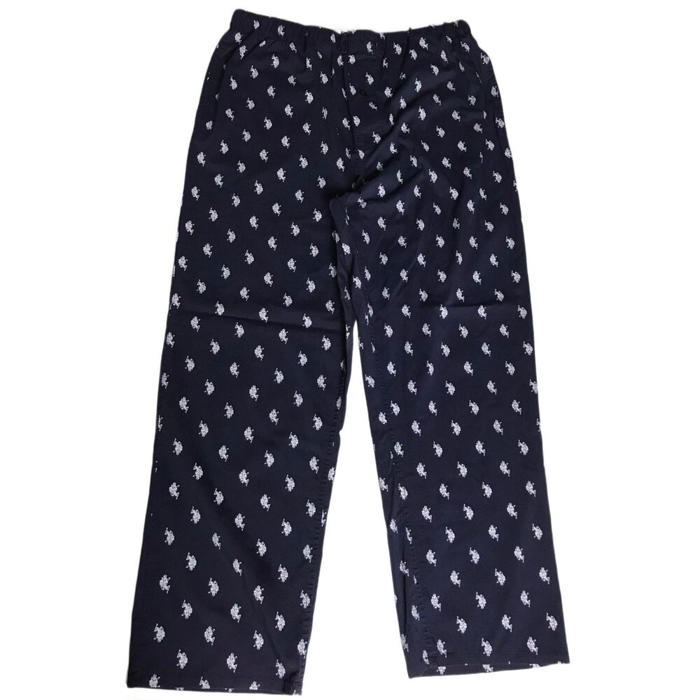 U.S. Polo Assn Mens XL Pajama Pants Navy Blue All Over Pony Logo Lounge Pants